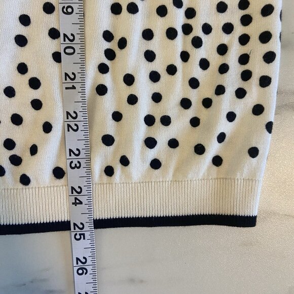 Talbots Sweater Tank White Black Polka Dot Cotton Blend Preppy Minimalist Size X - Picture 7 of 7